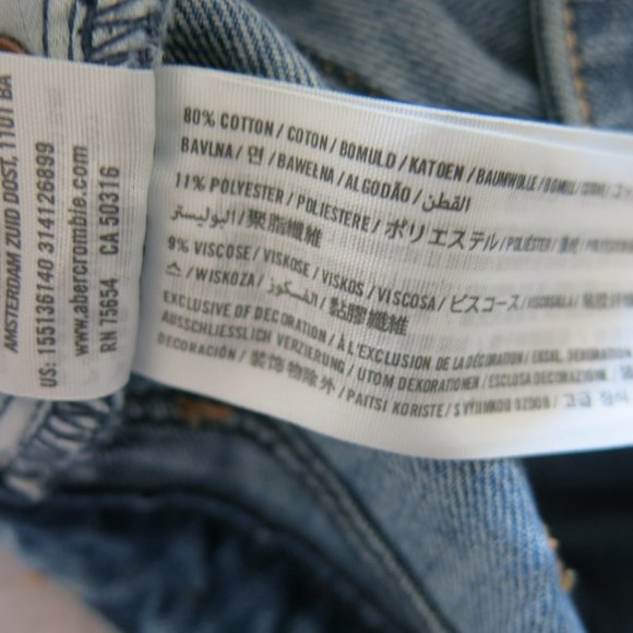 Abercrombie & Fitch Cotton Blend Distressed Slim Skinny Denim Jeans - Size 6S - Picture 6 of 6